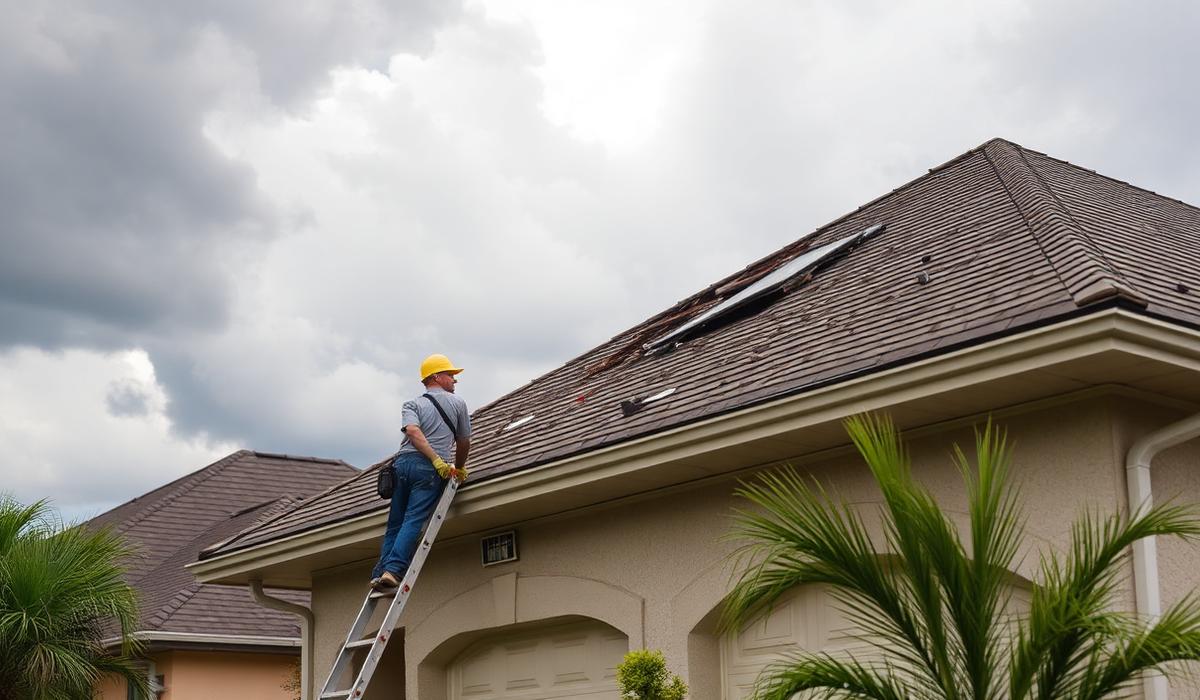 BH Roofing NOLA contractor inspecting hurricane roof damage on a New Orleans home